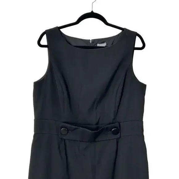 Ann Taylor Dress Womens Size 14 Black Sleeveless Zippered Back Slit Sheath - Picture 2 of 13